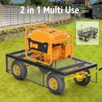 Steel Garden Cart, 2-in-1 1400 lbs Heavy Duty Utility Wagon, with Removable Mesh Sides to Convert into Flatbed, 240 U-Turn 13" Pneumatic Tires Garden Wagon for Farm Yard Lawn Garden Camping - Image 3